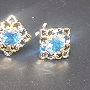 Elegant Blue Topaz And Sterling Silver Earrings